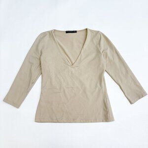 Beige Pale Tan Fitted Top by MARQUIS